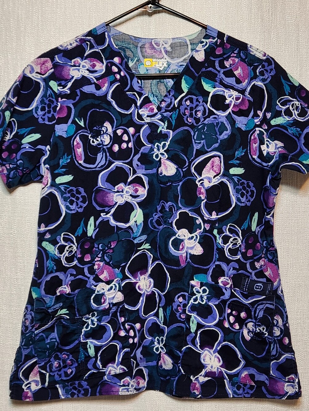 Wonderwink Scrubs Top Medium Cotton Blend Purple